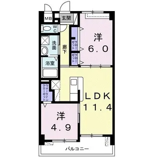 アビタシオンURUMA【4階】の間取り