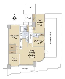 ハイホーム亀有弐番館【6階】の間取り