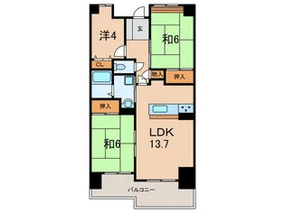 レジデンス芦屋くすのき【7階】の間取り