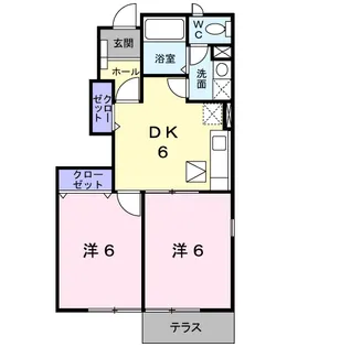 スプリング ワット B棟【1階】の間取り