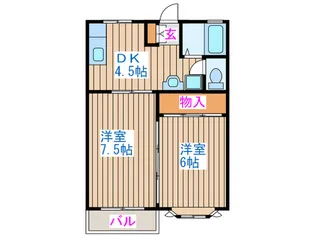 リベ-ル菅野B棟【1階】の間取り