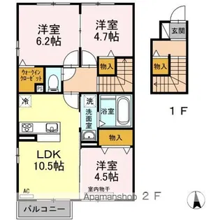 ラフィーネ・デュオII C棟【2階】の間取り