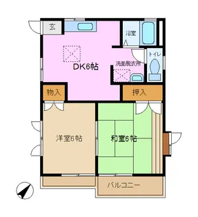 パインクレストB棟【1階】の間取り