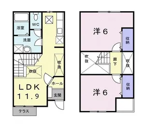 プリムヴェール【1階】の間取り