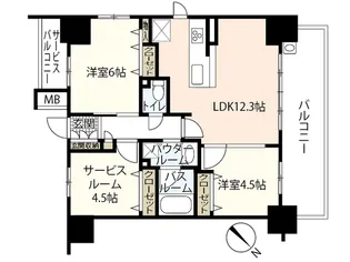 プレサンス ロジェ 昭和町 ザ・レジデンス【6階】の間取り