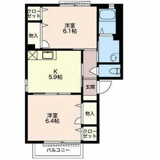 大ヤブ(1号室・2号室)【2階】の間取り