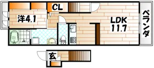 ウエストアヴェニュー B棟【2階】の間取り