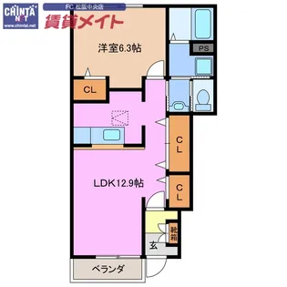 花メゾンC【1階】の間取り
