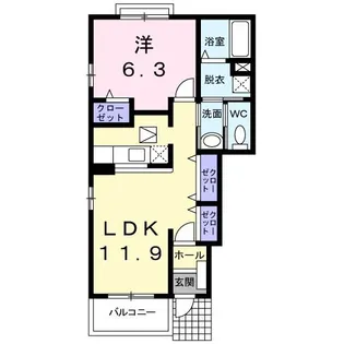 プロスパー秀B【1階】の間取り
