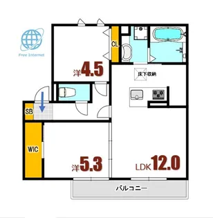 カリアタワー【1階】の間取り