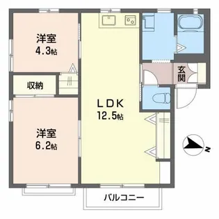 シャトレ庄内 B棟【1階】の間取り