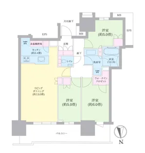 幕張ベイパーク ライズゲートタワー【23階】の間取り