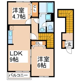 ムーンヴェルジュB・C・D【2階】の間取り
