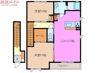 リーフガーデンハイツD棟【2階】の間取り