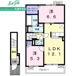 シュエット名張【2階】の間取り