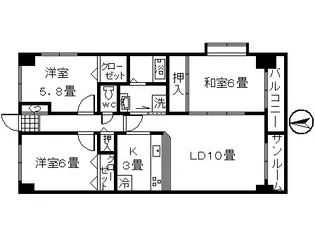 ベハークレッヘ・ハウゼ【6階】の間取り