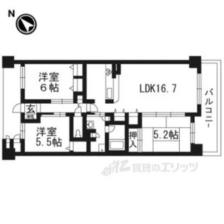 イニシア梅小路公園【6階】の間取り