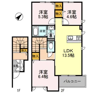 HEARTY’S ENT I棟【2階】の間取り