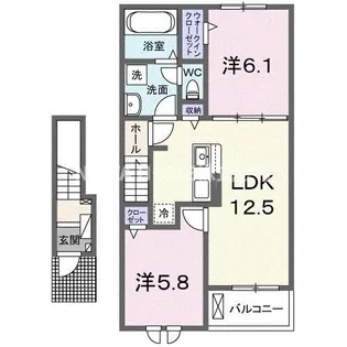 サニーフラット黒岡 A棟【2階】の間取り