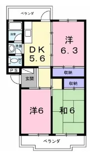 第二コーポ学苑【3階】の間取り