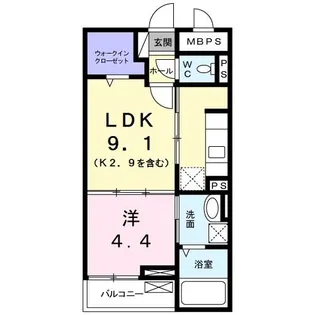 アクラス三山木【1階】の間取り