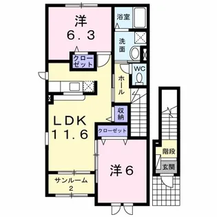 ハーモニー富塚C【2階】の間取り