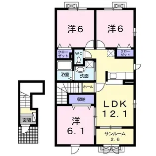 ラーレ E【2階】の間取り