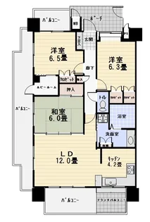 サーパス医大前 第3【8階】の間取り