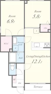 リマーレソプラ弐番館【1階】の間取り