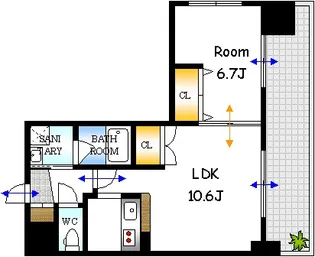 サムティレジデンス平和大通り【6階】の間取り
