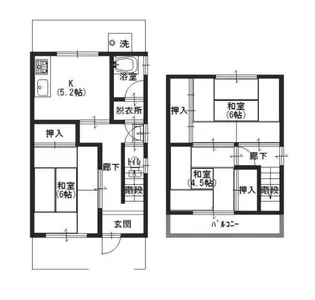 京都府乙訓郡大山崎町字円明寺小字下金蔵【一戸建】の間取り