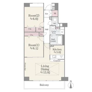 メゾン・シャルム【9階】の間取り