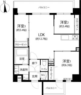 Modern Aspiration大濠公園【4階】の間取り