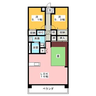 ルネス石津【2階】の間取り