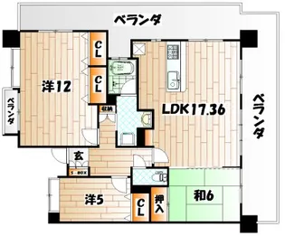 エイルマンション香春口ロゼア【14階】の間取り