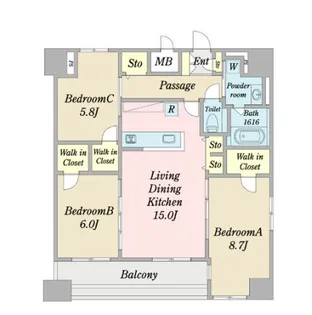 グリュック平和【12階】の間取り