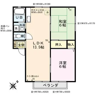SUN・GARDEN華城A【2階】の間取り