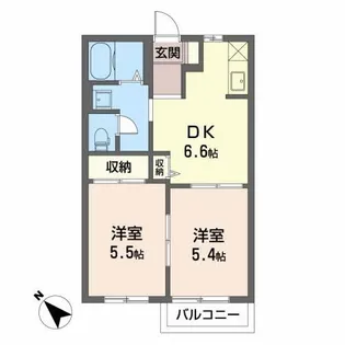 東百合が丘エクセルハイツB【2階】の間取り
