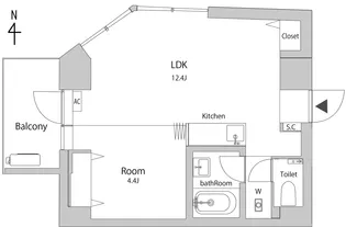 The Room 等々力 EAST【2階】の間取り