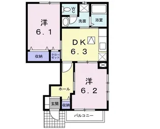 サンライズ ナカガワ A【1階】の間取り