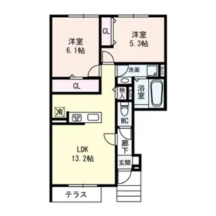 Risaia【1階】の間取り