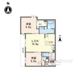 ラフィーネ松ヶ崎【1階】の間取り