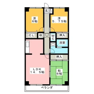 ベルハイム木の宮【2階】の間取り