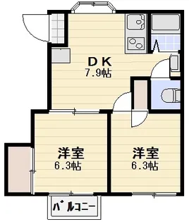 イシイサンヴィレッジA【2階】の間取り