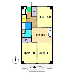 ダイヤモンドハイツみかづき【1階】の間取り