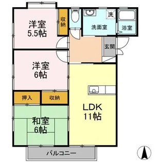 広島県福山市東手城町1【アパート】の間取り