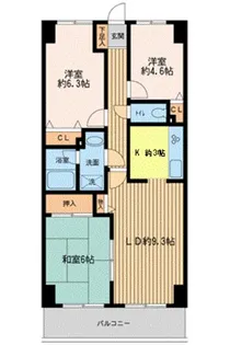 神奈川県横浜市金沢区釜利谷東2【マンション】の間取り