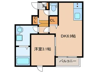 エクシア福大駅前A【1階】の間取り