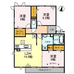 埼玉県越谷市レイクタウン9【アパート】の間取り