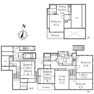 神奈川県川崎市宮前区鷺沼1【一戸建】の間取り